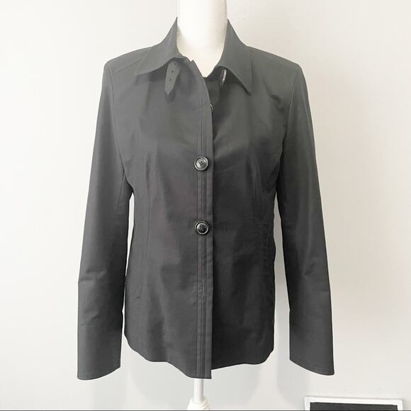 Cole Haan black button down jacket waist pockets collared size 10 - Picture 1 of 10